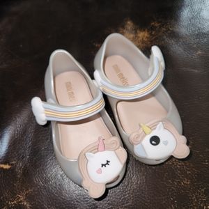 Mini Melissa Silver Mary Jane Unicorn Ultragirl Toddler Size 5 EUC